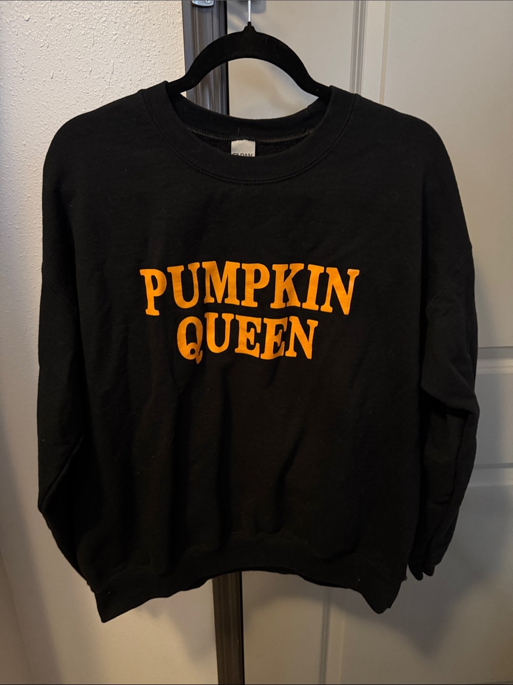 Gildan Black Crewneck Sweatshirt with Orange "PUMPKIN QUEEN" Graphic